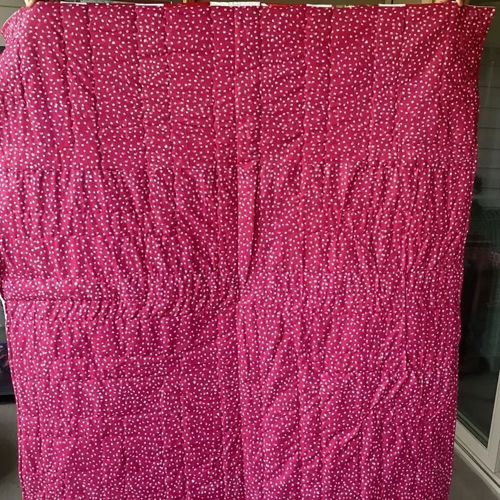 NWT. Hand Crafted “Strawberry Fields” Red and White Patchwork Quilt
